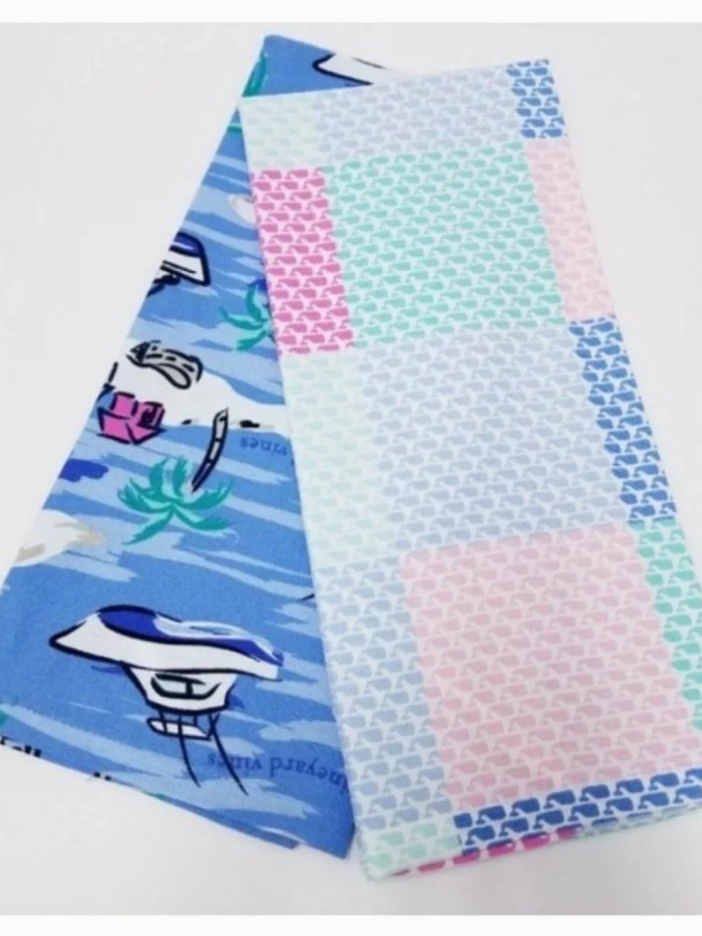 Vineyard Vines For Target NWOT 2 Kitchen Dish Tea Towels Whale Patchwork Island
